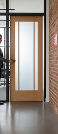 Premium Frosted Glazed Interior Door with Oak Finish, Engineered Construction, and Obscure Glass for Light and Privacy