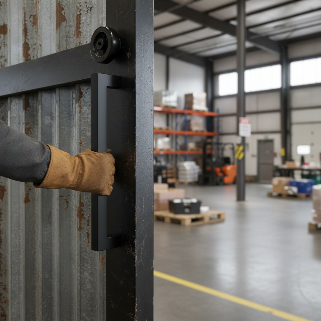 Premium Slimstyle Pull Handle Set with Modern Design and Matt Black Finish for Industrial Doors