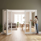 Premium 10-Fold Flat Internal Door Set with Stainless Steel Hardware - 1500mm Width, Fully Finished White, Space-Saving Design