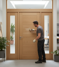 Premium Oak Grand Entrance Door with Matching Sidelights and Frame for Contemporary Living