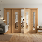 Premium Oak Unfinished Internal Room Divider Set with Clear Glass Panels for Customizable Space Design - Image 2