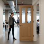 Premium Glazed Fire Door with Clear Bevelled Glass and A-Grade Oak Veneer - FD30 Fire Rated for Enhanced Safety