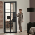 Premium Black Reeded Glazed Internal Door with Contemporary Design and Safety Glass