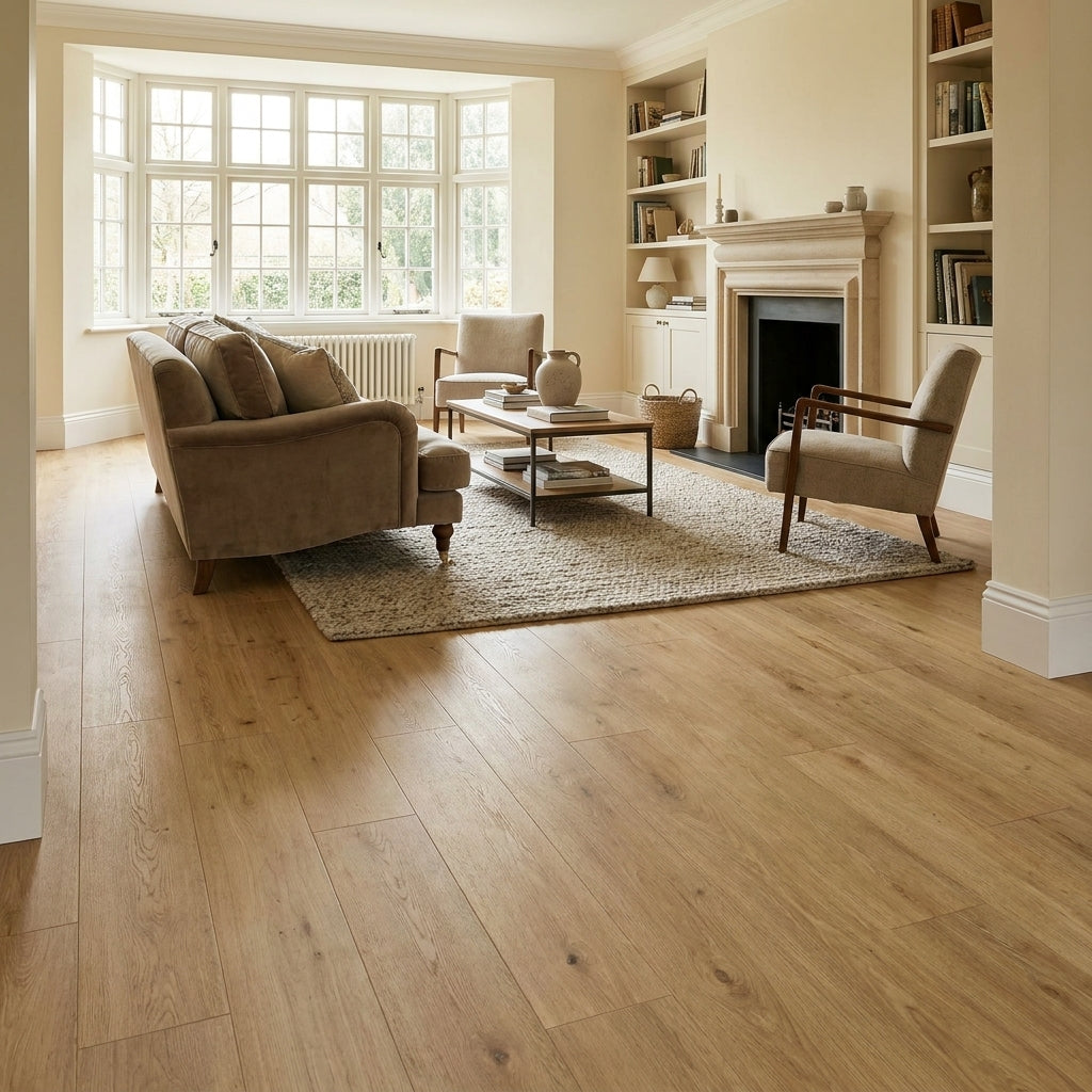 5mm Thick Sunbleached Oak Rigid Core Vinyl Flooring - 100% Waterproof