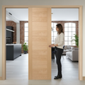 Premium Contemporary Telescopic 4 Door Pocket Door System with Oak Finish and Full Wooden Jamb Kit