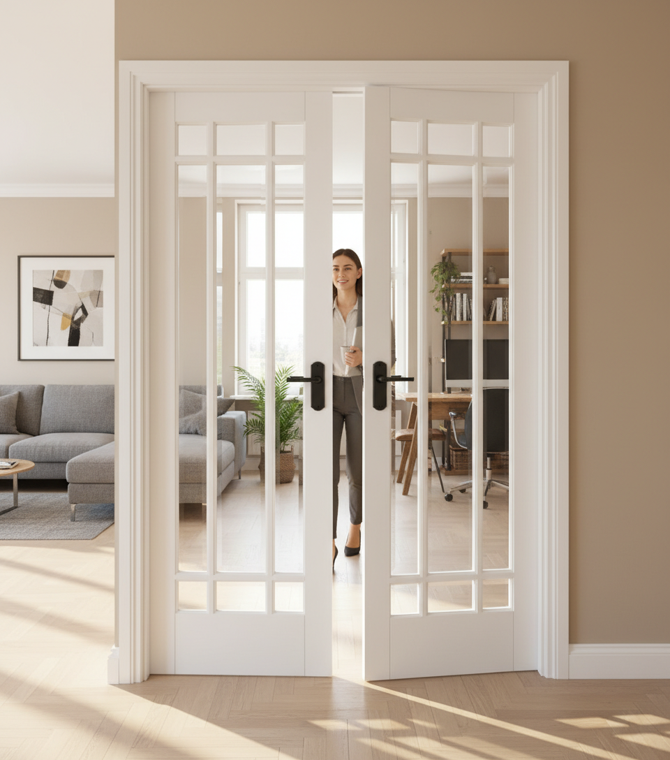 Premium White Room Divider 80" x 49" with Moisture Protection and Complete Matching Frame