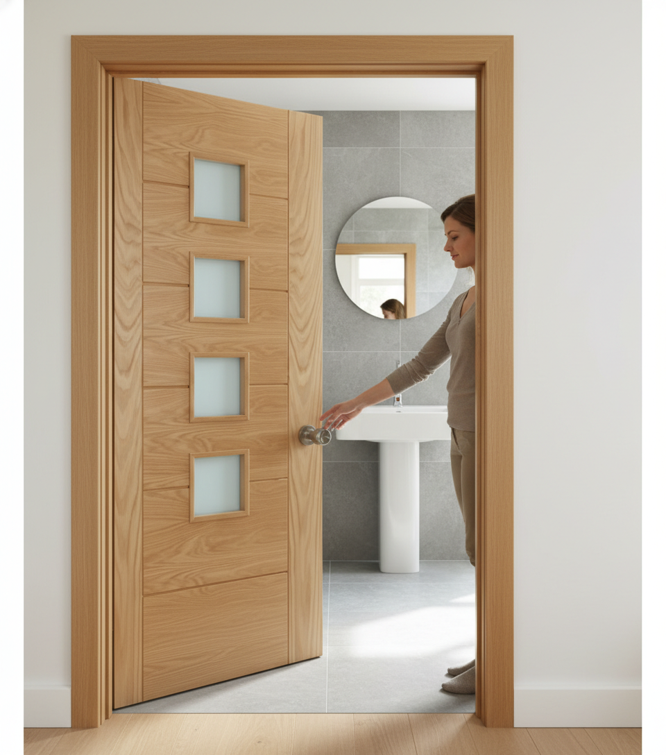 Premium Modern Profile Oak Architrave - 3" Solid Engineered Oak, Unfinished, 5 x 2.1M Double Sets for Door Enhancement