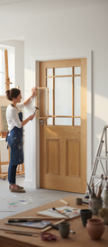 Premium Oak Downham Unglazed Internal Door with Solid Engineered Core, Classic Design, and Customizable Features