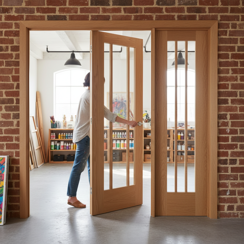 Premium Single Door Room Divider with Side Panel - Clear Glazed Design for Modern and Traditional Homes