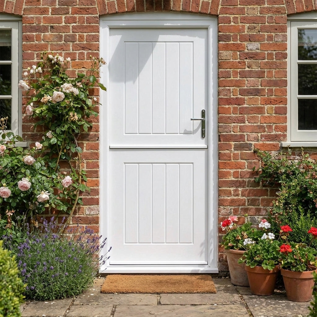 External Composite Stable Door with White Paint Finish and Solid Timber Core