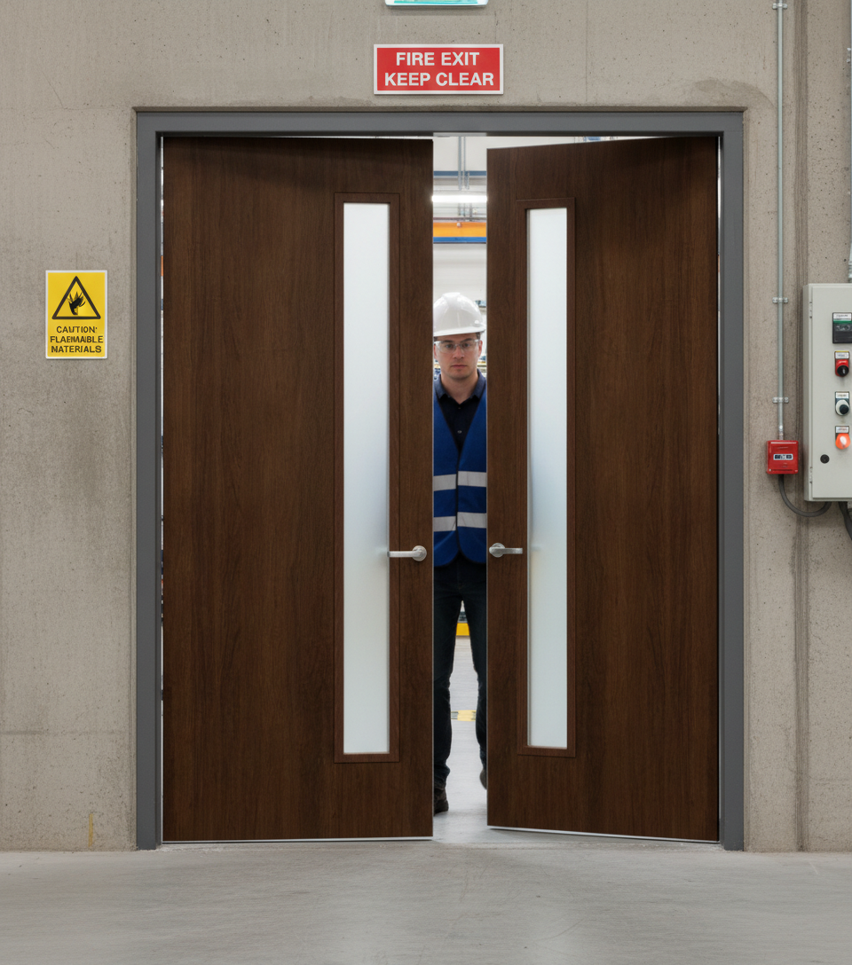 Premium Custom Made Clear Glazed FD30 Fire Door Pair with Bespoke Options and Certified Fire Safety Standards