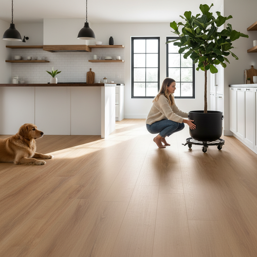 2mm UV Coated Luxury Vinyl Flooring with Oak Effect for High-Traffic Areas - Waterproof and Scratch-Resistant