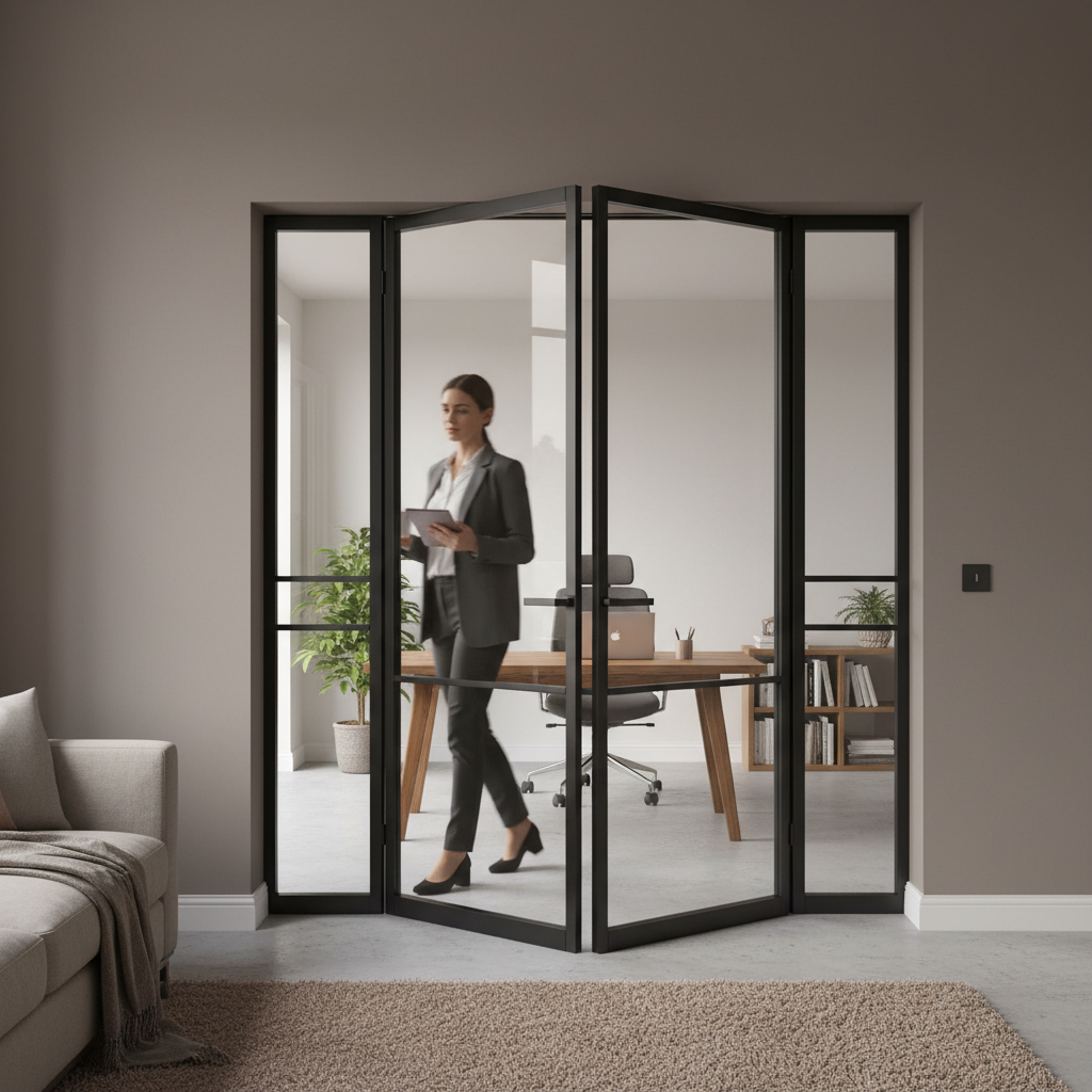 Premium Industrial Style 4L Offset French Doors with Demi Panel - Custom Sizes Available