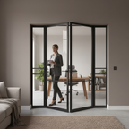 Premium Industrial Style 4L Offset French Doors with Demi Panel - Custom Sizes Available