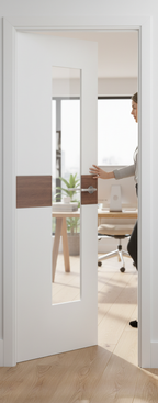 Premium Clear Glazed Internal Door with Walnut Insert - Modern Design for Contemporary Interiors