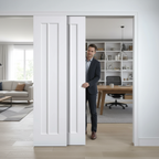 Premium 3 Panel Telescopic Pocket Door System with Solid Core, Adjustable Doorstop, and 15-Year Guarantee