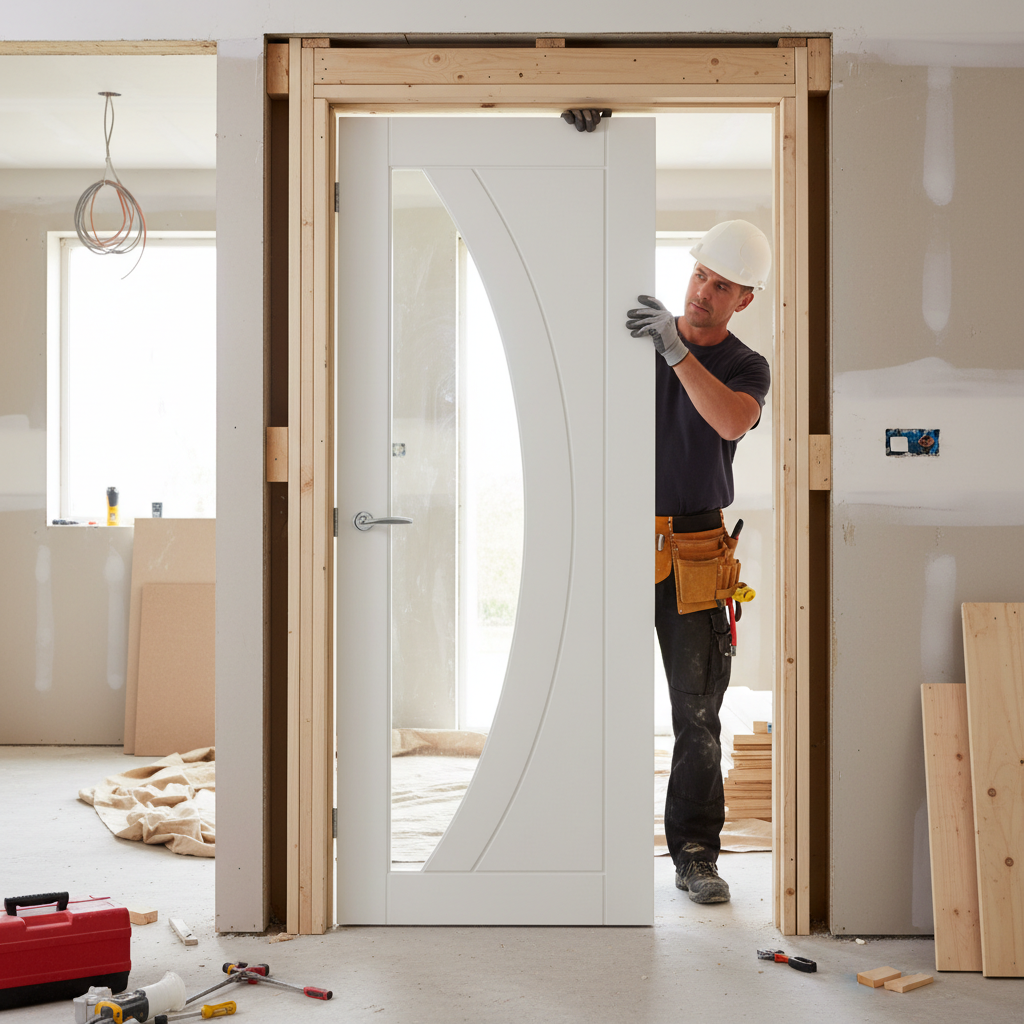 Premium Clear Glazed Fire Door with FD30 Rating, Engineered Construction and U-Groove Design for Enhanced Aesthetics and Safety