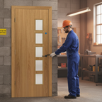 Premium Custom Made Internal Oak Fully Finished Clear Glazed FD30 Fire Door with Bespoke Options