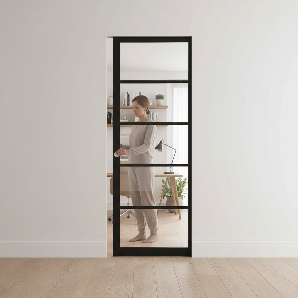 Premium Heavy Duty Clear Glazed Flush Pocket Door Set with No Bottom Track and 15-Year Guarantee