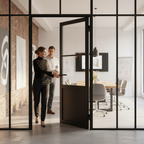 Premium Internal Industrial Studio Door with 1 Panel and 2 Clear Glass Lights - Fully Finished in Jet Black - Image 2