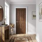 Internal 4 Panel Victorian Door, Fully Finished Walnut, Solid Core