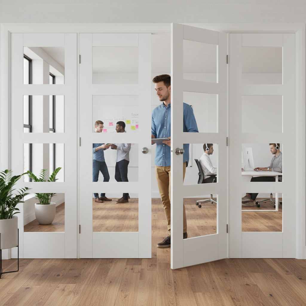 Premium 4 Light Clear Glazed Room Divider with Side Panels - Customizable French Doors