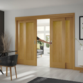 Premium Sliding French Doors with Fixed End Panels - Space-Saving Oak Design for Open-Plan Living