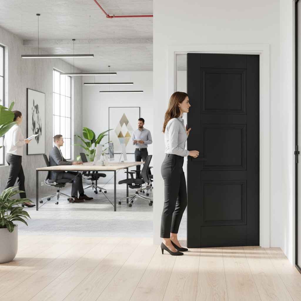 Premium Fully Finished Internal Black Door with 3 Panels - Ready to Hang with Trimmable Design - Image 2