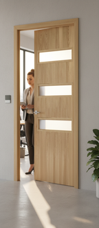 Premium Custom Made Oak 3 Light FD30 Fire Door Pair - Bespoke Internal Fire Doors with Certification