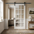 Internal Sliding Door with 15 Light Clear Glass, White Primed, Solid Core