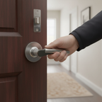 Premium Two-Tone Chrome Lever On Round Rose Handle Set with Hinges and Mortice Latch - Image 2