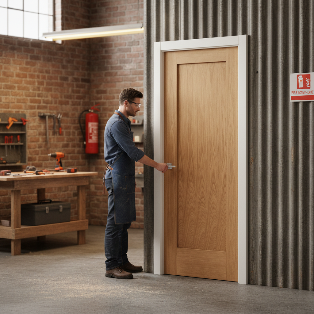 Premium Made-to-Measure FD30 Fire Door with Real Oak Veneer and 30 Minutes Fire Resistance