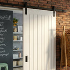 Cottage 1 Panel White Internal Sliding Door, Primed, Black Face Mounted - detail view