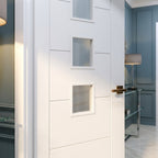 Internal White Door with Primed Finish and 4 Light Obscure Glass - detail view