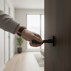 Premium Matt Black Interior Door Handle with Rectangular Sprung Rose for Industrial Style Decor