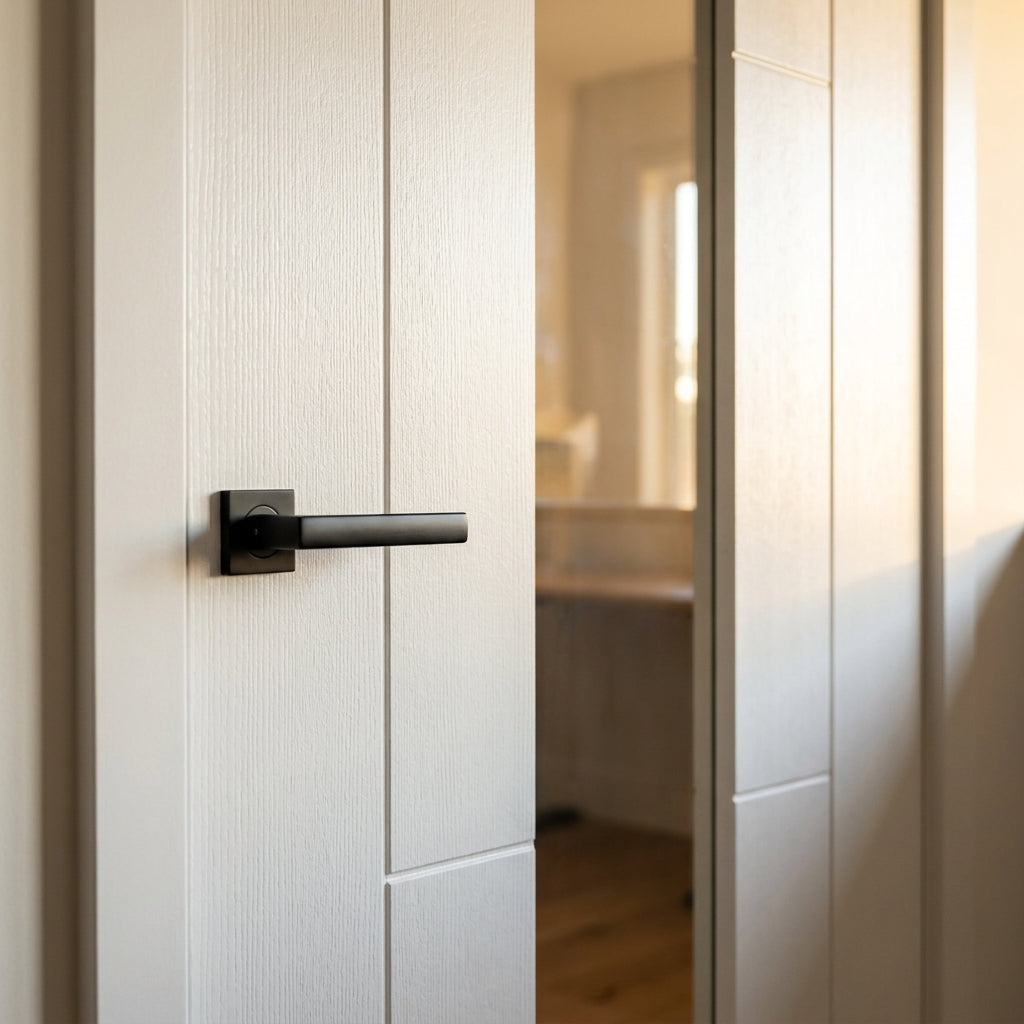 Internal White Door with 1 Light Clear Glass, Primed Finish, Semi-Solid Core - detail view