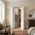 Internal Bi-fold Louvre Wardrobe Door Set, 28mm Thick, White Painted