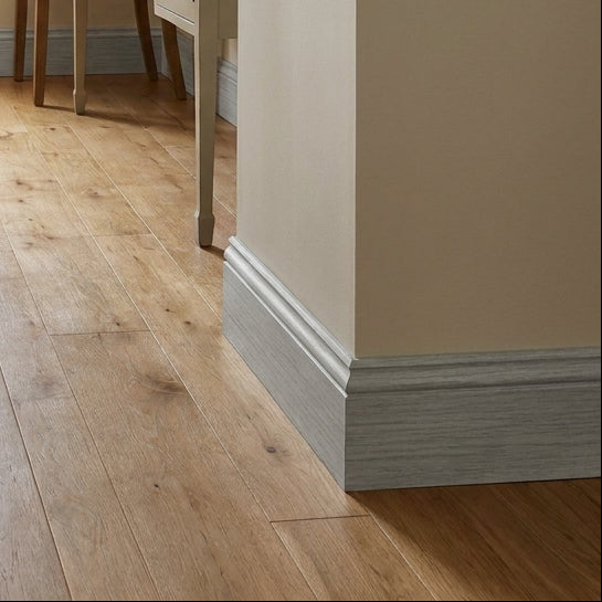 Round Pencil Laminate Skirting Board 2400mm Off-White 15mm x 95mm