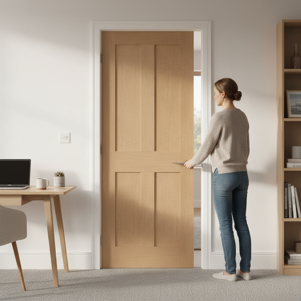 Premium Internal Unfinished Oak Door with Engineered Construction and Solid Core Design for Strength and Stability