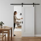White Internal Primed Elegance Lancaster 1 Panel Sliding Door with Black Top Mounted Mechanism for Modern Interiors - Image 2