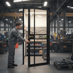 Premium Custom Made Clear Glazed Industrial Style Door with Solid Core and Minimalist Design