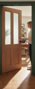 Premium Hardwood Door with Obscure Glass - Classic Single Glazed Design for Timeless Elegance
