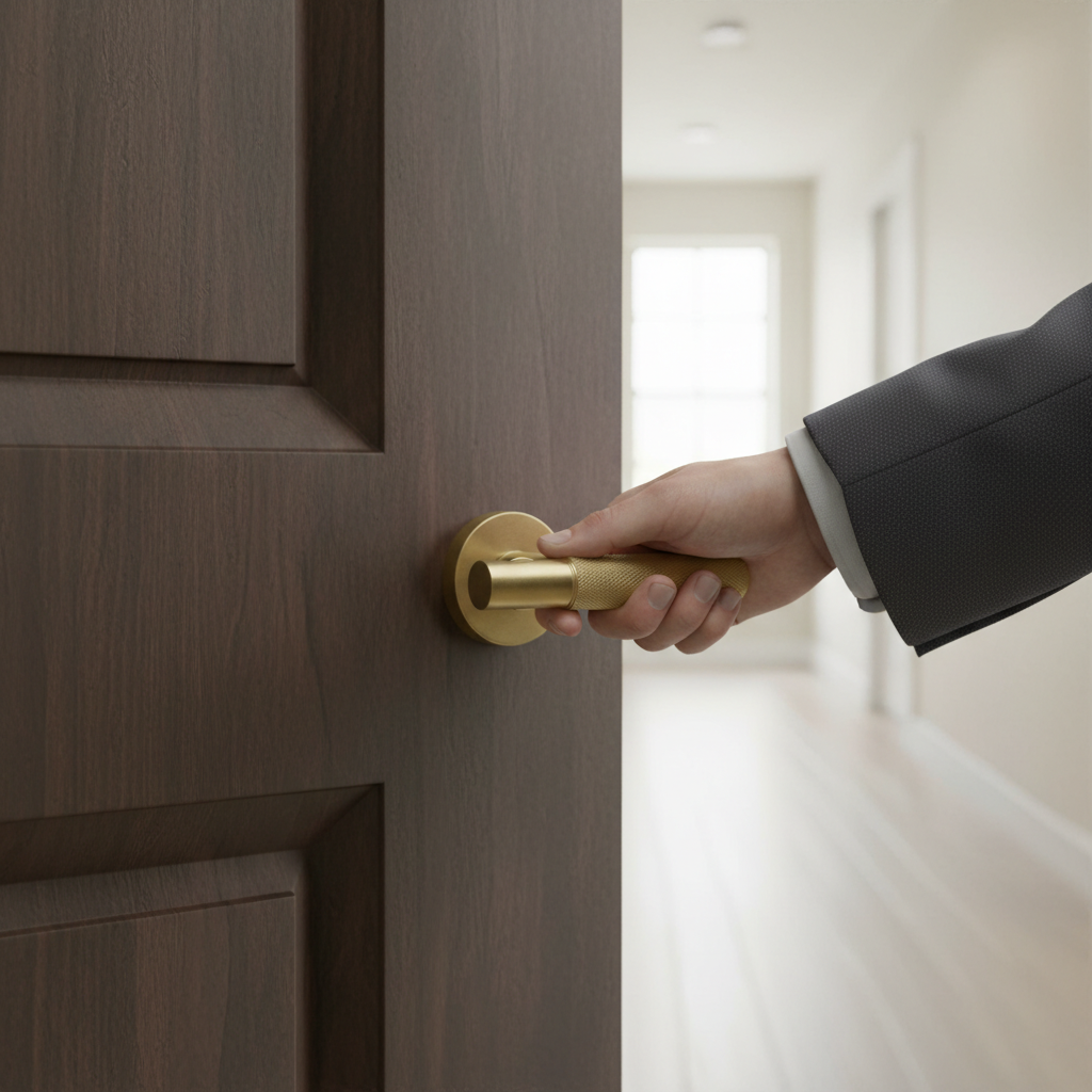 Premium Knurled Lever Handle on Round Rose - Contemporary Design with 5 Finishes Available