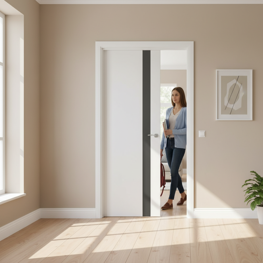 Premium Internal White Door with Dark Grey Insert - Modern Fire Door Design for Unique Style
