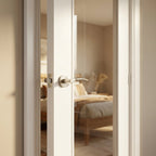 FD30 Fire Door with Clear Glass, Internal, Primed Finish, White, Solid Core - detail view