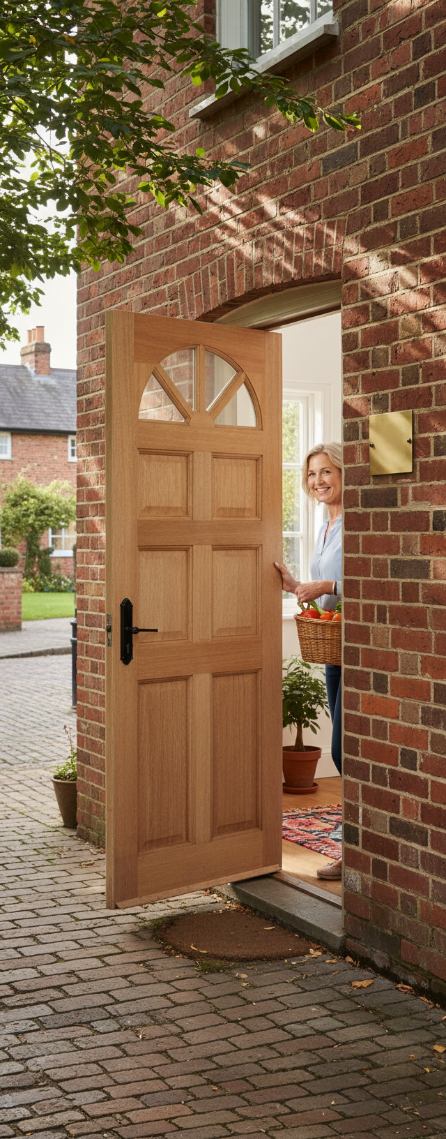 Premium Hardwood External Door - 6 Panel Dowelled Design with A-Grade Veneer and Engineered Stability