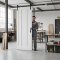 Premium White Primed Sliding Door Set with Modern Three-Panel Design and Space-Efficient Mechanism for Stylish Interiors