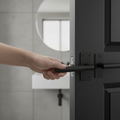 Premium Linear Lever Bathroom Handle Set with Backplate - Elegant Black Matt Finish for Modern Interiors