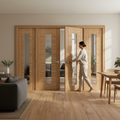 Premium Internal Oak Clear Glass Sidelight Room Divider Set - Elegant Design with Installation Kit for Bright Spaces