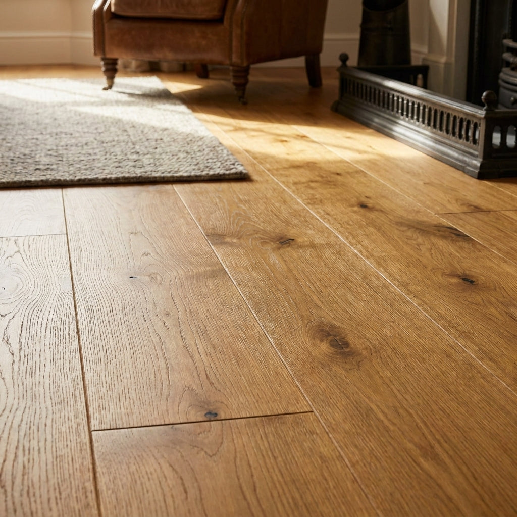 14mm Engineered Wood Flooring - Rustic Oak Brushed Natural Oiled Finish - detail view